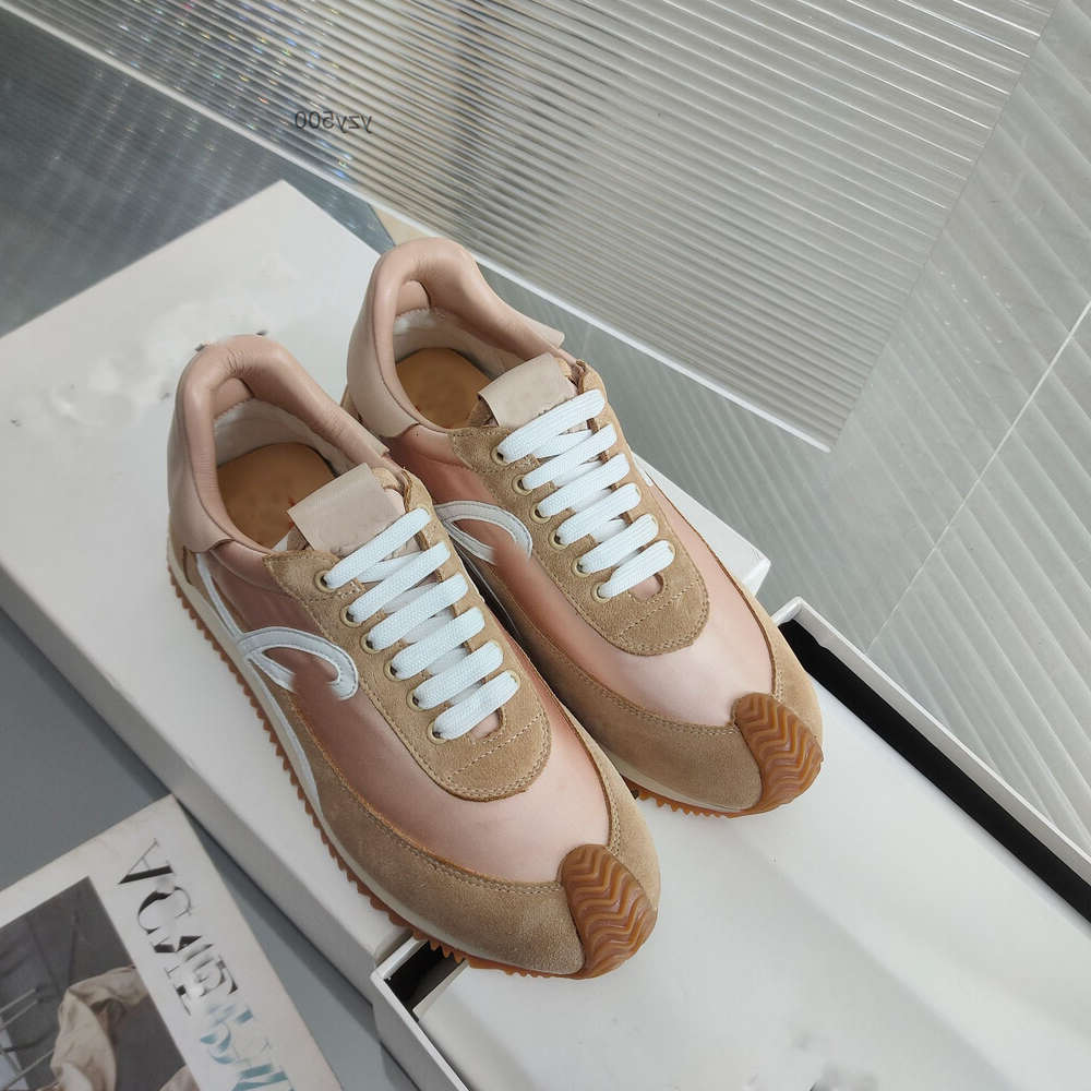 sneakers luxury couple casual shoes nylon suede laceup soft uppers honey rubber mens and womens wave sole curve 05 or s lies e83w loewesneaker loewes loewetops ISDB