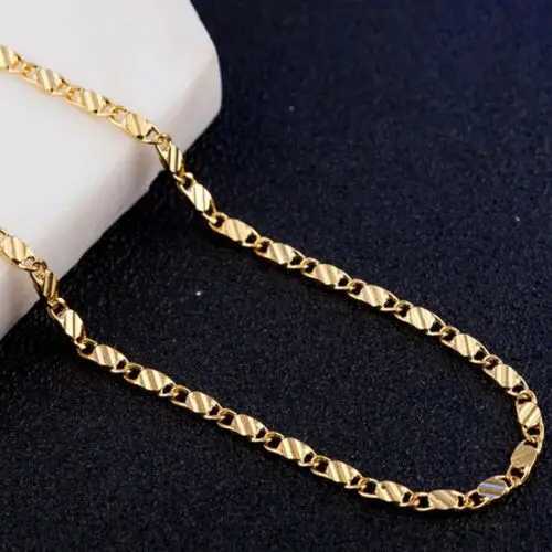 Fading free fine 925 sterling silver 18K gold 2MM flat Clavicle chain necklace for men and women wedding jewelry gifts 40-75cm X241123