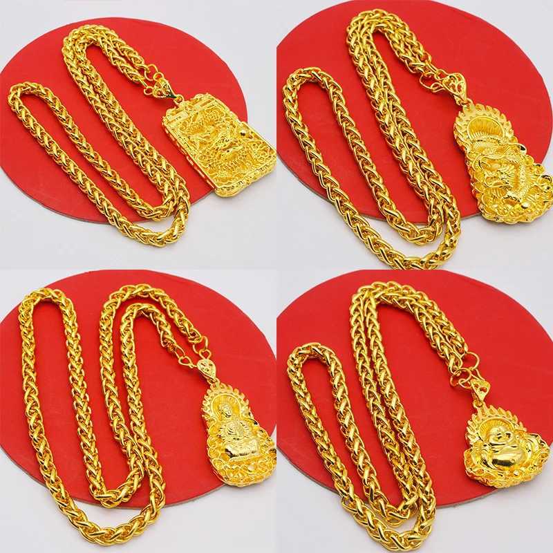 18K womens alloy necklace Guanyin gold dragon pendant Kravik chain wedding engagement non fading jewelry gift X241123