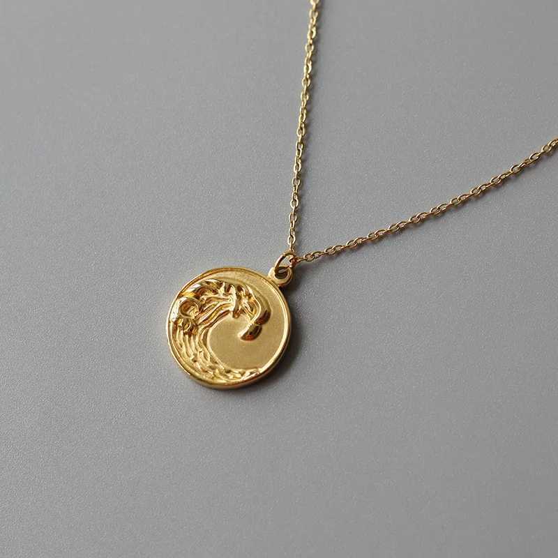 Creative Design Tarnish Free Stainl Steel 18k Gold Plated Golden Sea Wave Necklace Stereoscopic Coin Necklaces For WomenX241123
