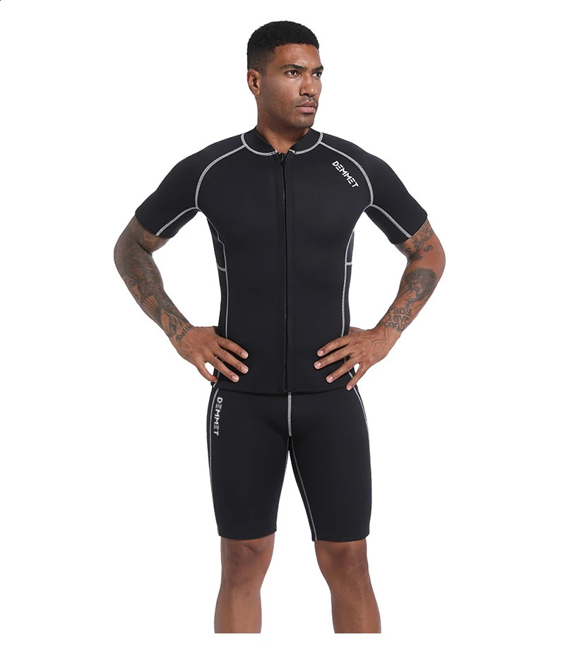 Men Womens1.5MM3MM CRSC Neoprene wetsuit Split Short Sleeve Shorts Diving Surfing Suit Sun Protection Warm Swimming Suit 240419