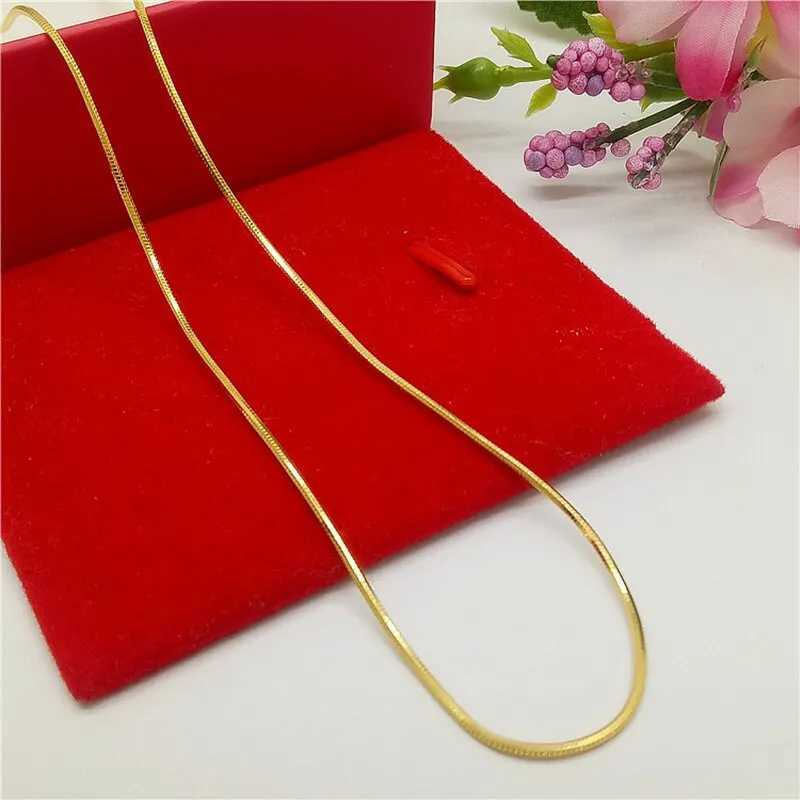 TIEEFEGO 2022 New 24K Gold Necklace 45CM Box Chain/Water Ripple/Single Water Ripple Necklace with Chain Suitable for Womens Jewelry Gifts X241123