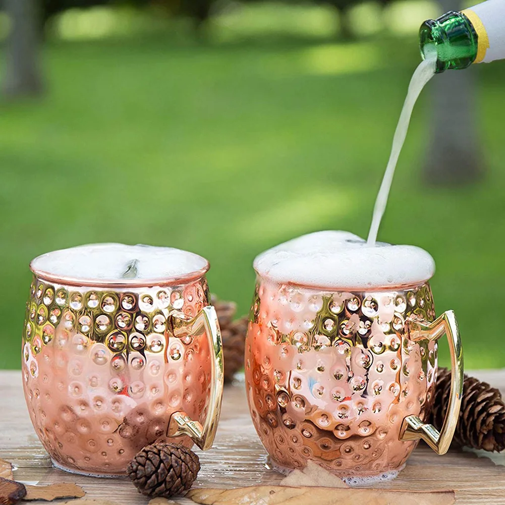 1PCS 530ML Moscow Mule Mug Stainless Steel Copper Goblet Anti-fall Wine Cup Champagne Party Bar Beer Tool 0424