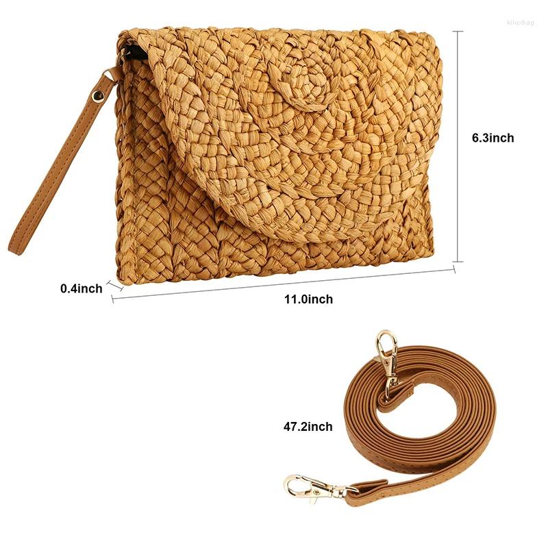 Shoulder Bags YYW Straw Envelope Clutch Handbag Women Summer Crossbody Bag With Strap Casual Handmade Woven Rattan Lady Purse Wallets B2