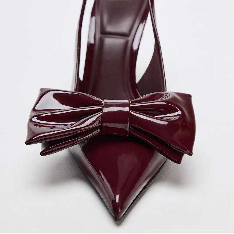 LITTLETON 2025 Heels Women's Red Leather Pointed Toe High Heels for Autumn Weddings and Careers