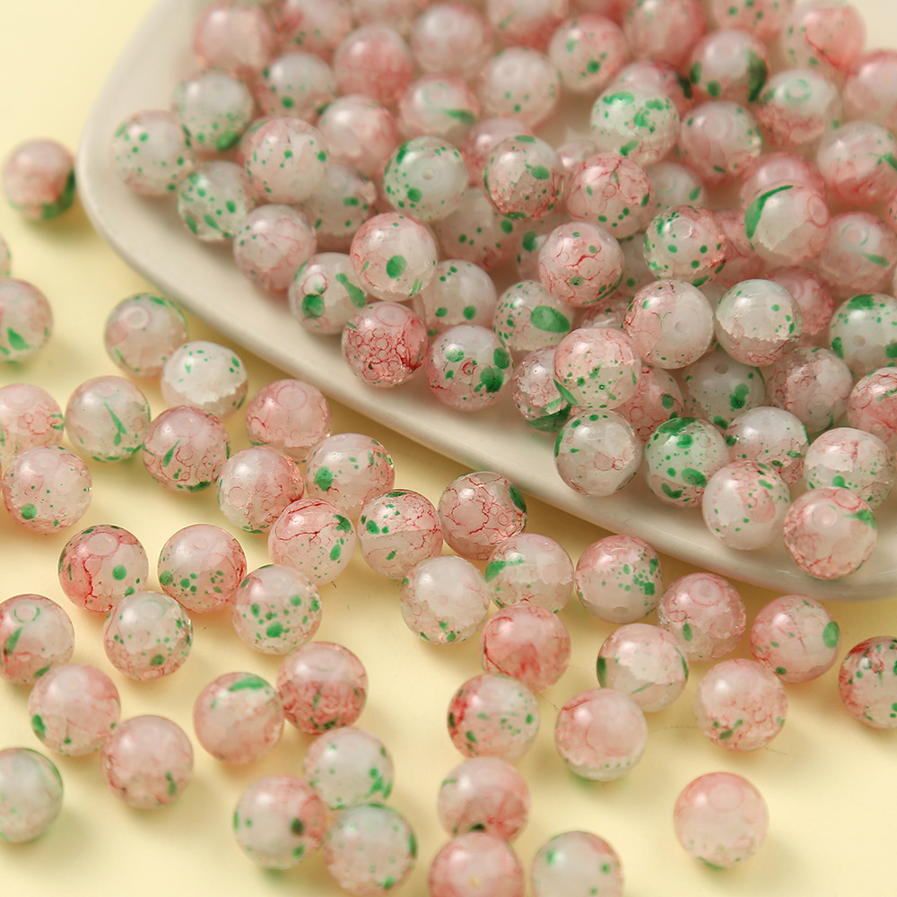 10mm Crackle Lampwork Beads Handcrafted Glass Round Beads Crystal Beads Beading Bracelet Jewelry Making