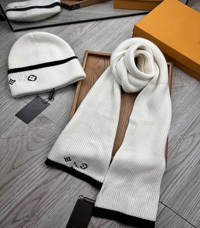 SSYY Fashion New Scarf Hat Gloves Set For beanies Men Women fashion High Quality Wool Winter 2 Piece Design Caps Shawl Designer Hats Scarves Wool Beanie Wrap Scarfs