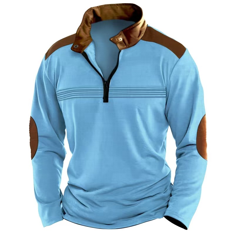 Mens patchwork POLO shirt zipper long sleeve sports polo shirt golf apparel man clothing men Comfortable Men performance Polo t Shirts Poloshirts
