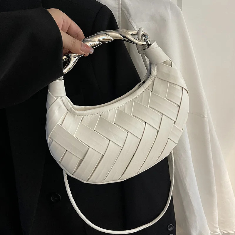 leather woven shoulder cross body European and American trend texture fashion garbage bag