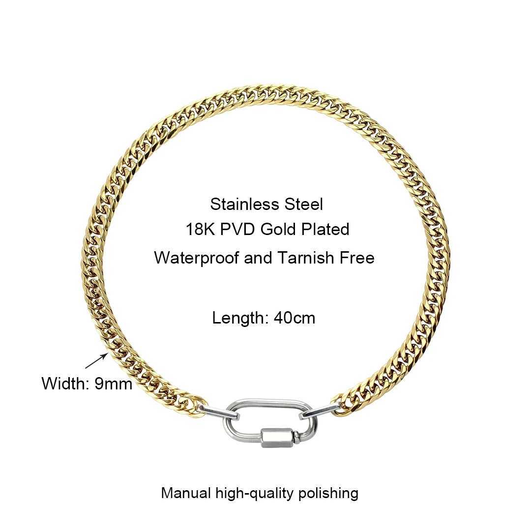 Designer Jewelry Tarnish Free 18K Gold Plated Stainl Steel Two Tone Chunky Charm Necklace Cuban Chain NecklaceX241123