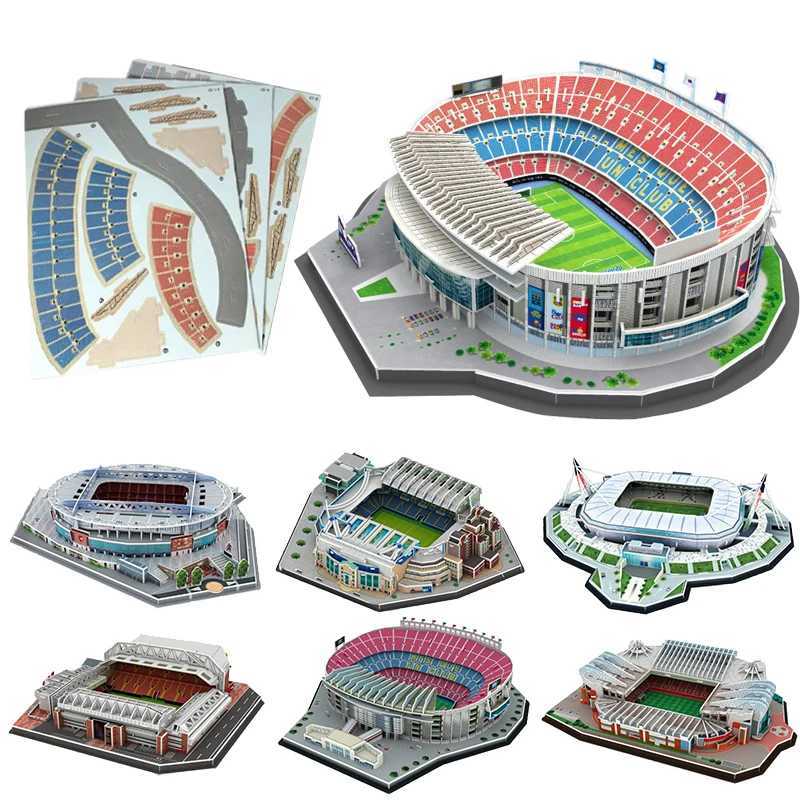 Desktop Ornaments Football Field Model Fans Souvenir DIY Paper Puzzle Table Games 3D Building Stadium Assembly Simulation TMZ X241122