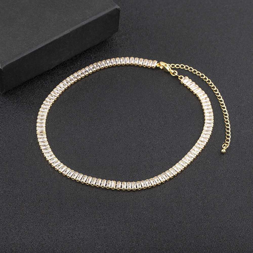 Nidin Classic Color Tennis Necklace Mens and Womens Rectangular Zircon Necklace Jewelry Adjustable Wedding Party Gift X241123