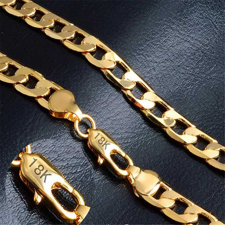 Gold Chain Thick Necklace Hot Long Necklace Fashion Jewelry 18K 4/6/8/10MM 50cm 20 inch Mens Chain Necklace Wholesale X241123