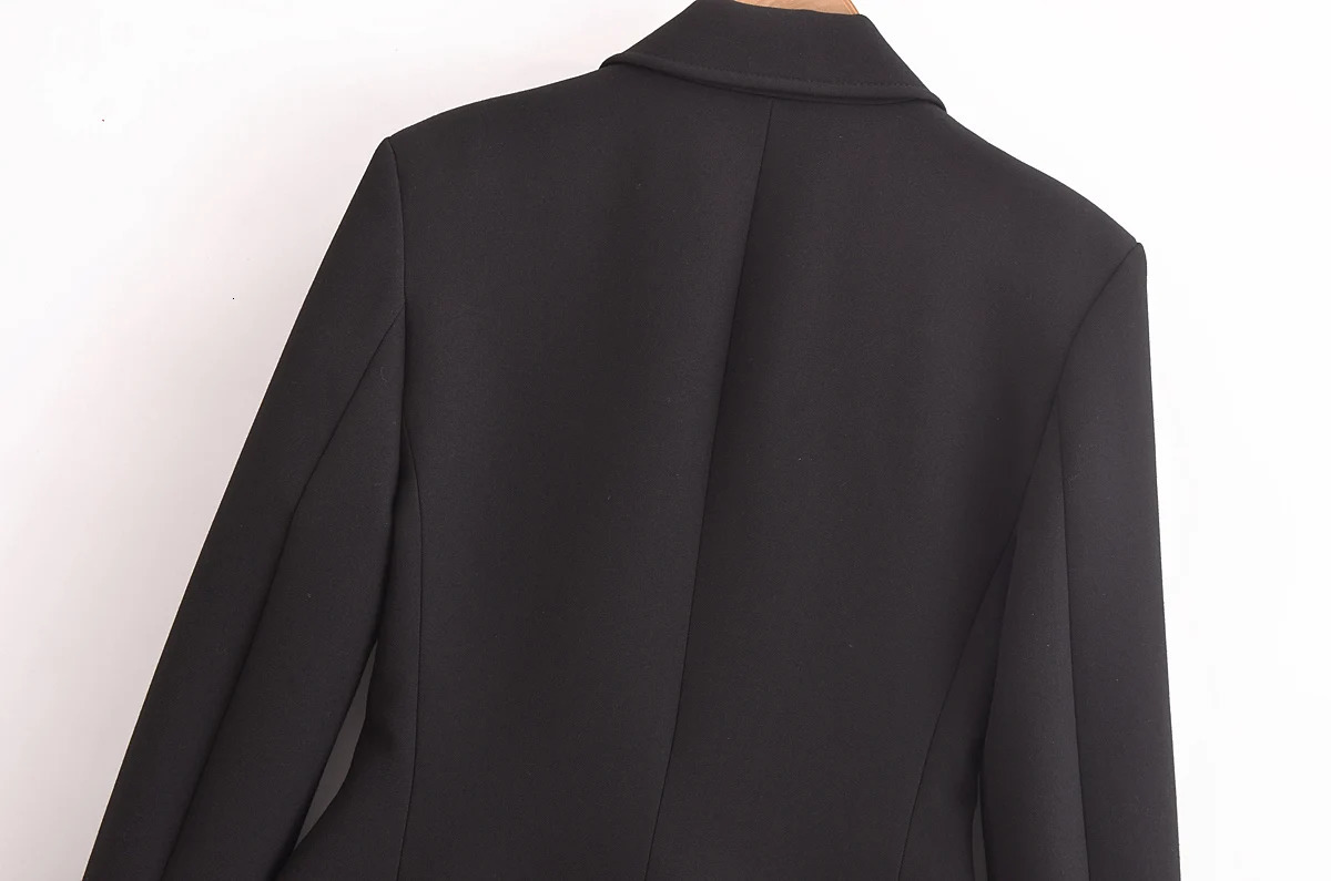 RZRA autumn and winter womens classic black flap pocket belt shoulder pad slim suit jacket temperament versatile 241121