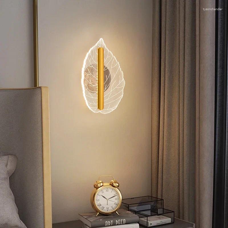 Lamps Wall BRIGHT Contemporary Leaves Lamp Indoor Living Room Bedroom Bedside Nordic Art El Corridor Hallway