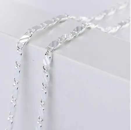 Fading free fine 925 sterling silver 18K gold 2MM flat Clavicle chain necklace for men and women wedding jewelry gifts 40-75cm X241123