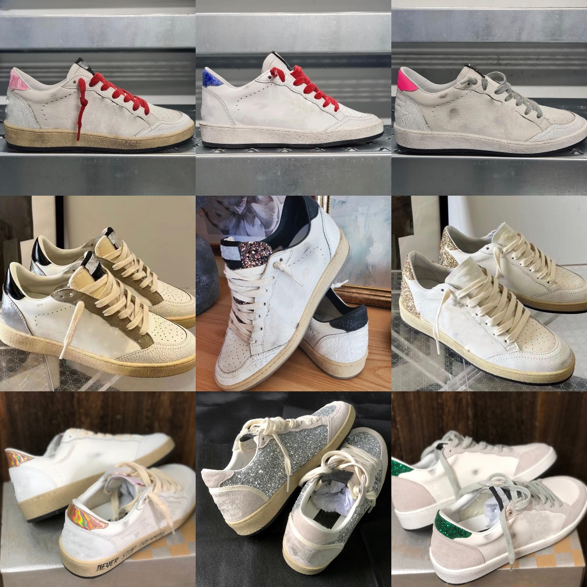 Designer Shoes Popularity Golden Women Sneakers Hot-pink Glitter python sneaker Classic White Do-old Dirty Leather Woman men casual shoe
