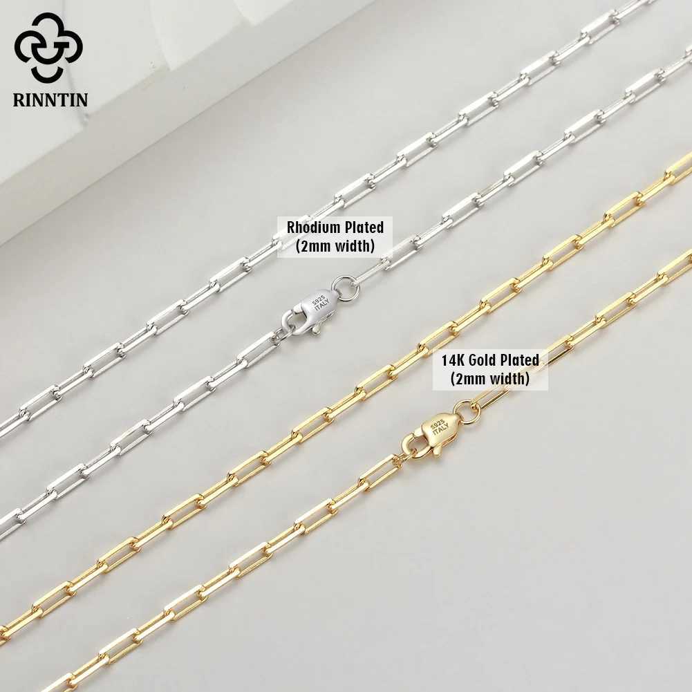 Rinntin 925 Sterling Silver Paperclip Neck Chain Fashion 14K Gold Link Chain Necklaces for Wen Silver Dainty Jewelry SC39 X250516