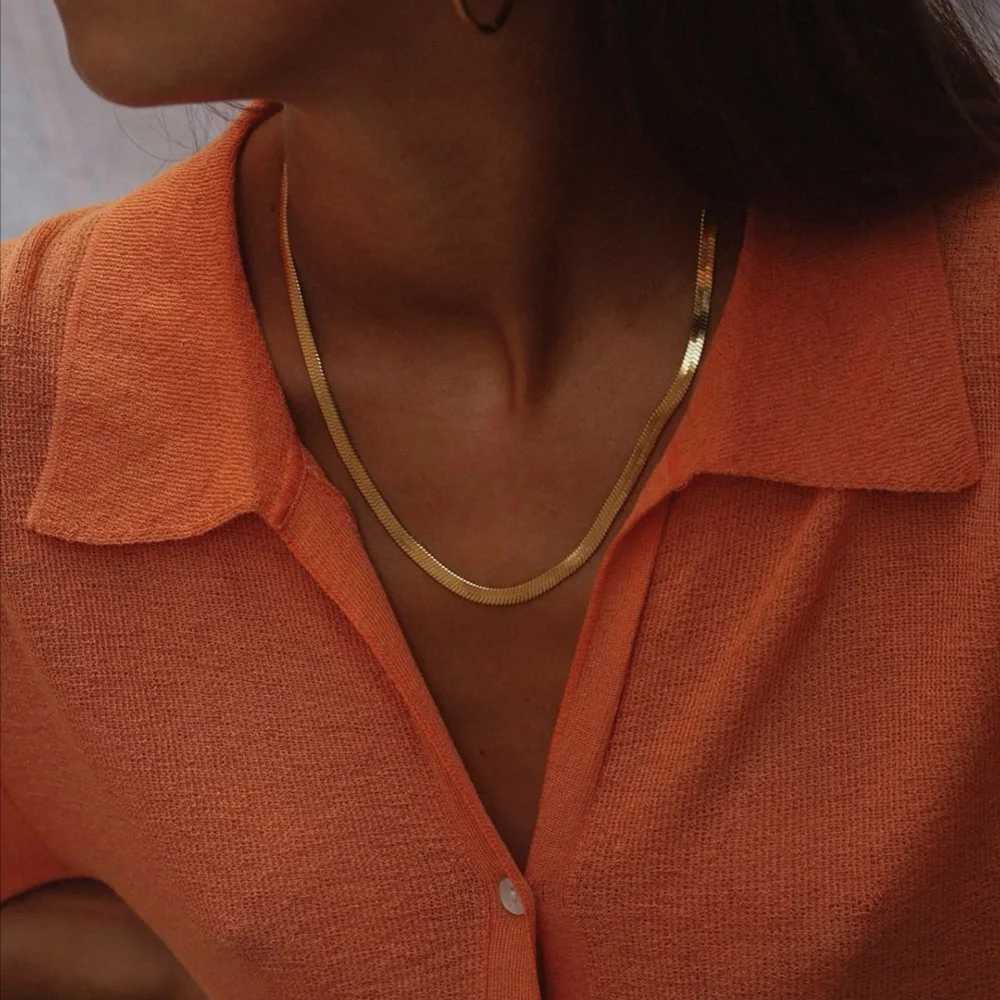 E.B.belle Stainl Steel 18K Gold Plated Short Herringbone Chain Choker Necklaces For Women Minimalist Gold Chain NecklaceX241123