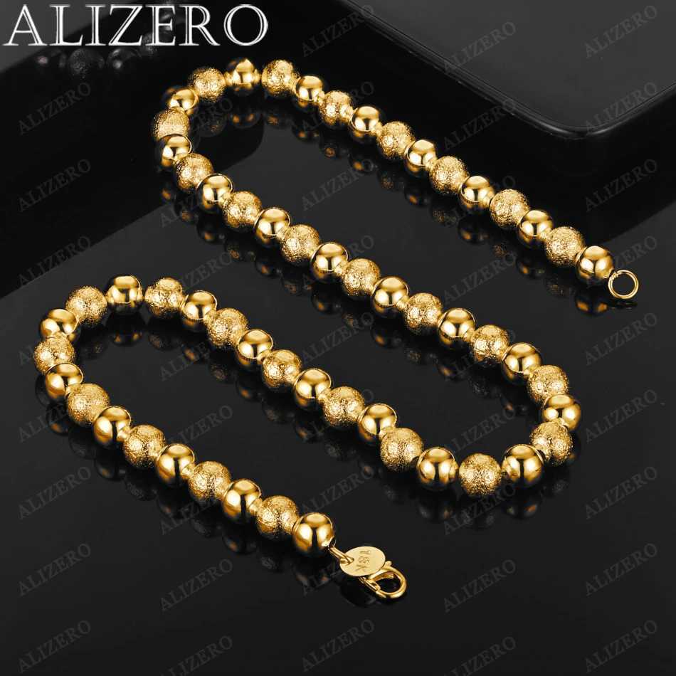 ZERO 18K gold 8mm frosted smooth bead necklace 18 inch mens exquisite jewelry wholesale personalized trend bead chain X241123