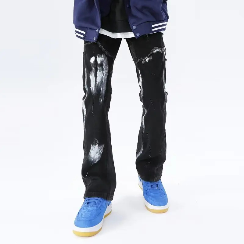 Cyber Y2K Fashion Washed Blue Baggy Flared Jeans Pants For Men Clothing Straight Hip Hop Women Denim Trousers Ropa Hombre 240420