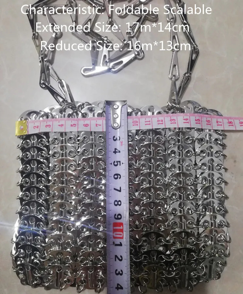 Women Bags Silver Metal Sequins Chain Woven Bag Hollow Evening Clutch Female Travel Holiday Shoulder Handbag 241115
