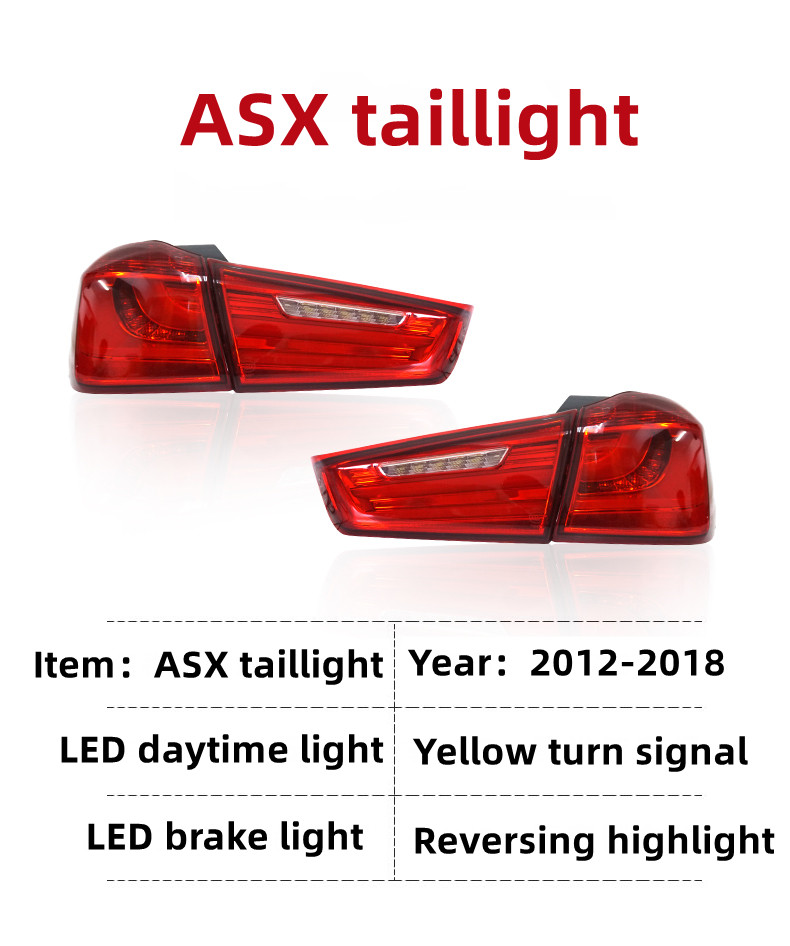 For Mitsubishi ASX LED Taillight 2011-20 18 ASX Tail Light Brake Stop Warning Turn Signal Reflector Lamp