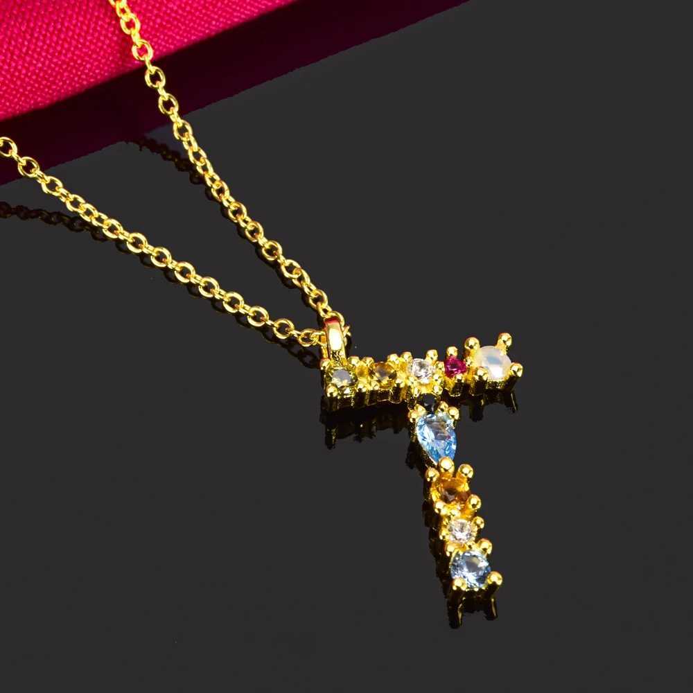 Kikic 925 sterling silver gold M letter initial pendant necklace letter name special color CZ zircon womens jewelry X241123
