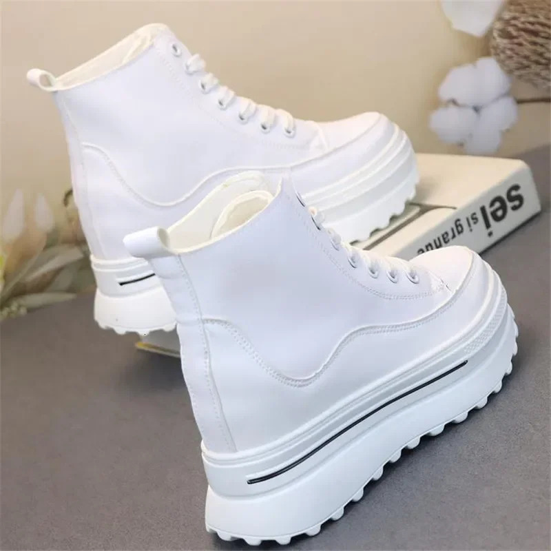 Autumn Top Womens Shoe Platform PU Leather Wedge Hidden Boots Winter Thick Sports Shoes 241129