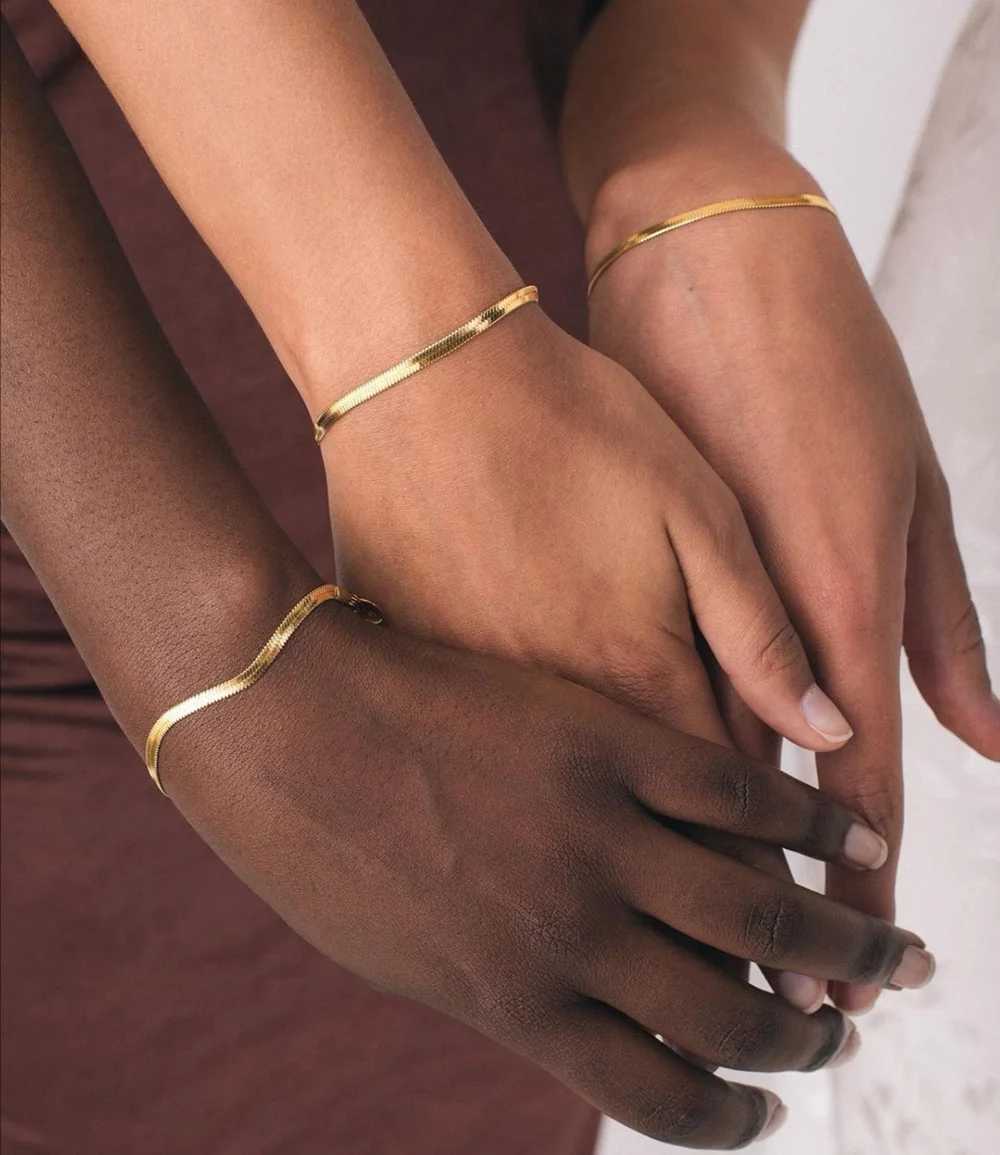 E.B.belle Stainl Steel 18K Gold Plated Short Herringbone Chain Choker Necklaces For Women Minimalist Gold Chain NecklaceX241123