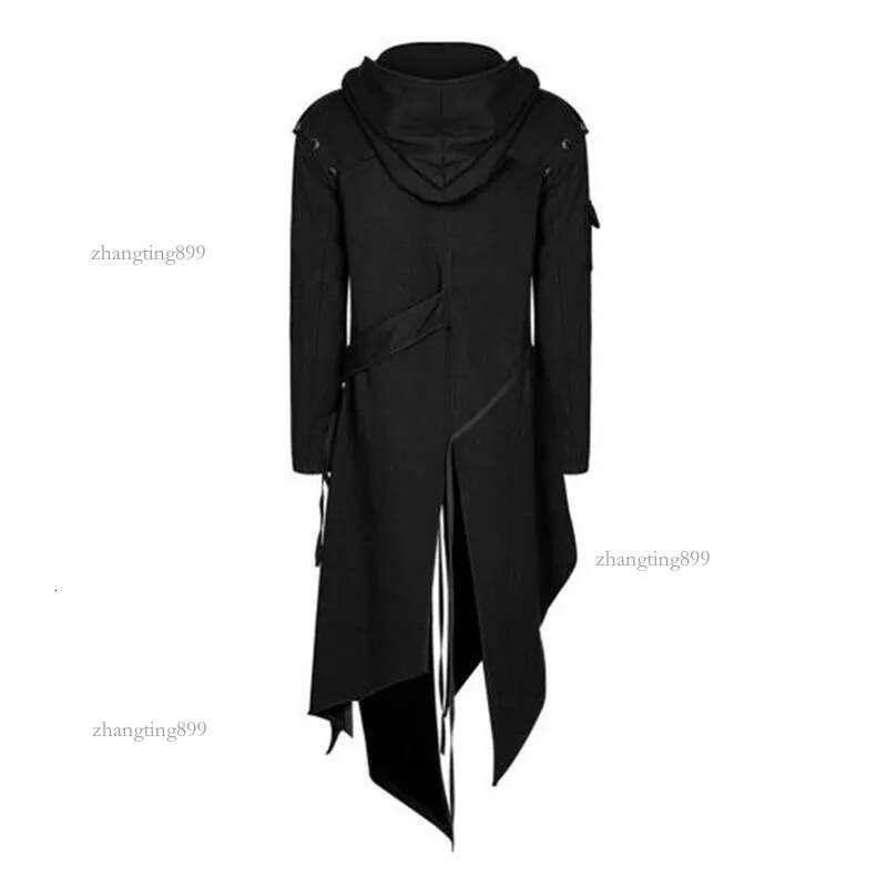Men's Trench Coats SHUJIN Men Gothic Style Hip Hop Coat Hooded Cloak Irregular Design Long Cardigan Street Punk Vintage Jackets