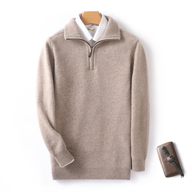 Long Sleeve Pullover Sweater Men - Merino Wool Half Zip Sweater Thick Wool Sweater Mens - Warm Casual Business Pullover