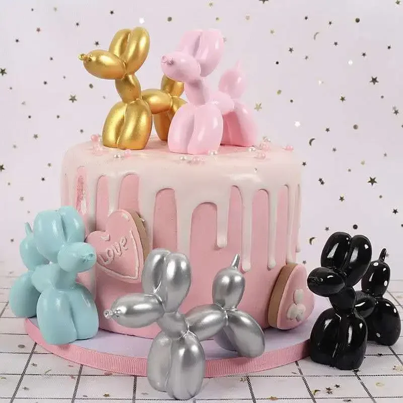 Balloon Dog Animals Statue Sculpture Animals Cake Art Pendant Modern Tabletop Decoration Home Resin Dessert Mat Balloon Party 0424