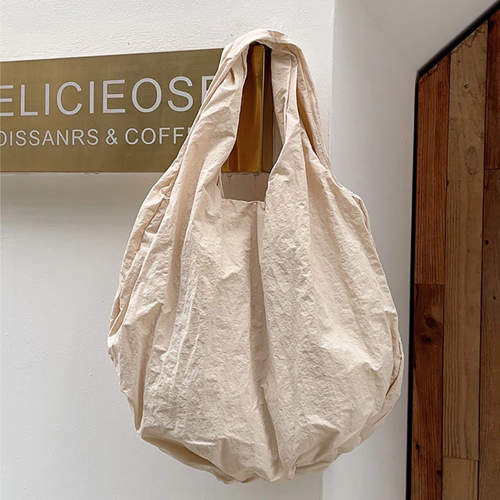 Womens large tote bag casual pleated womens shoulder bag canvas vagrant handbag big cloud shopping wallet clutch 241122
