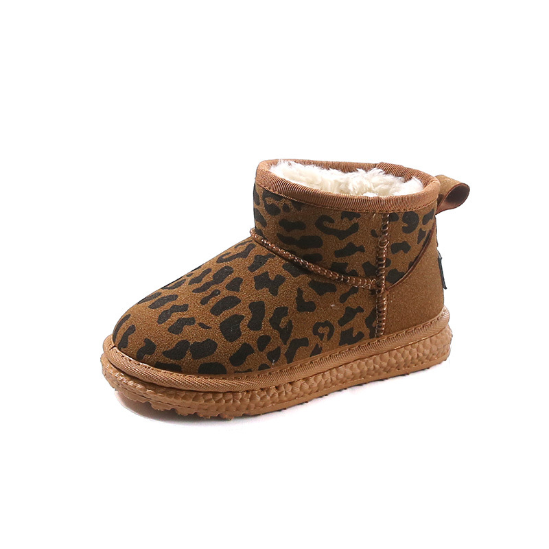 Kid Winter Plush Boots For Children Trend Fashion Leopard Teenager Littlesprouts Girl's Snow Boots Soft-soled Thick Warm Faux Fur Cotton Shoes To