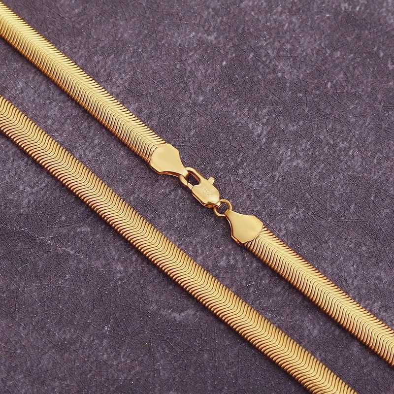 925 sterling silver plated 18K gold does not fade Fine 6MM snake bone Necklace for Men Women Fashion wedding accories JewelryX241123