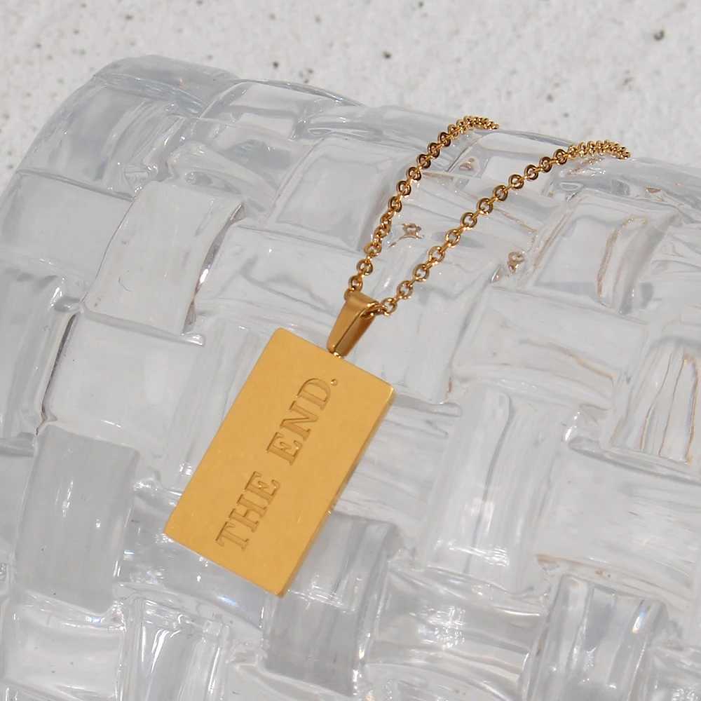E. B.belle Personal Information Tarot Card Necklace Stainless Steel 18k Gold Plated Brushless Square Geometric Gold Necklace X241123