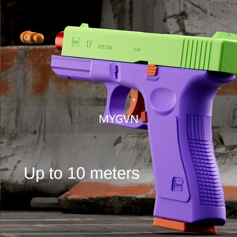 Multi-functional Soft Bullets Laser Toy Gun Shell Ejected Manual Continous Firing Pistol Double Magazine with Target Outdoor Game Cs Prop Gifts for Bo