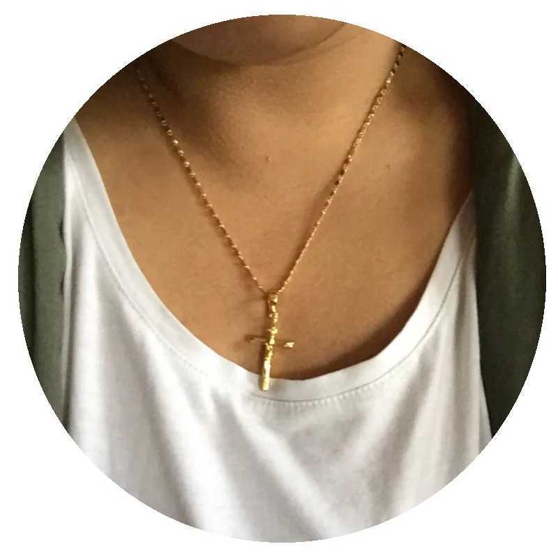 New 24K Gold Necklace Cross Pendant Gold Plated Necklace Mens and Womens Jewelry Gift 45CM/50CM X241123