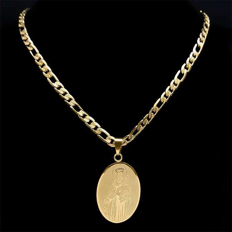Classic Virgin Mary Pendant Necklace for Women Men Stainl Steel Gold Plated Catholic Mother Mary Necklaces Jewelry NZZZ140S05X241123