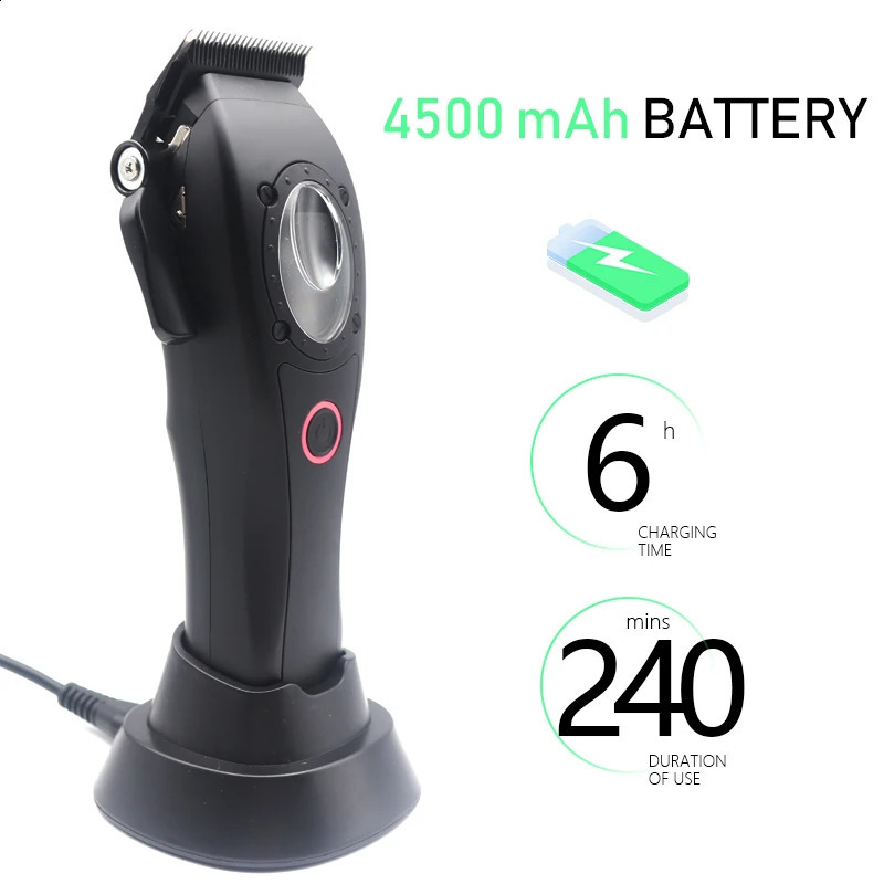 Professional Hair Clipper Hair Cutting Machine Electric Mens Trimmer with Seat Charger 8000RPM DLC Coated Blades Model 240412
