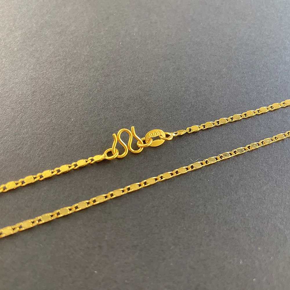 24K gold necklace with gold-plated blade chain belt chain Kravik chain womens necklace 45CM/50CM X241123
