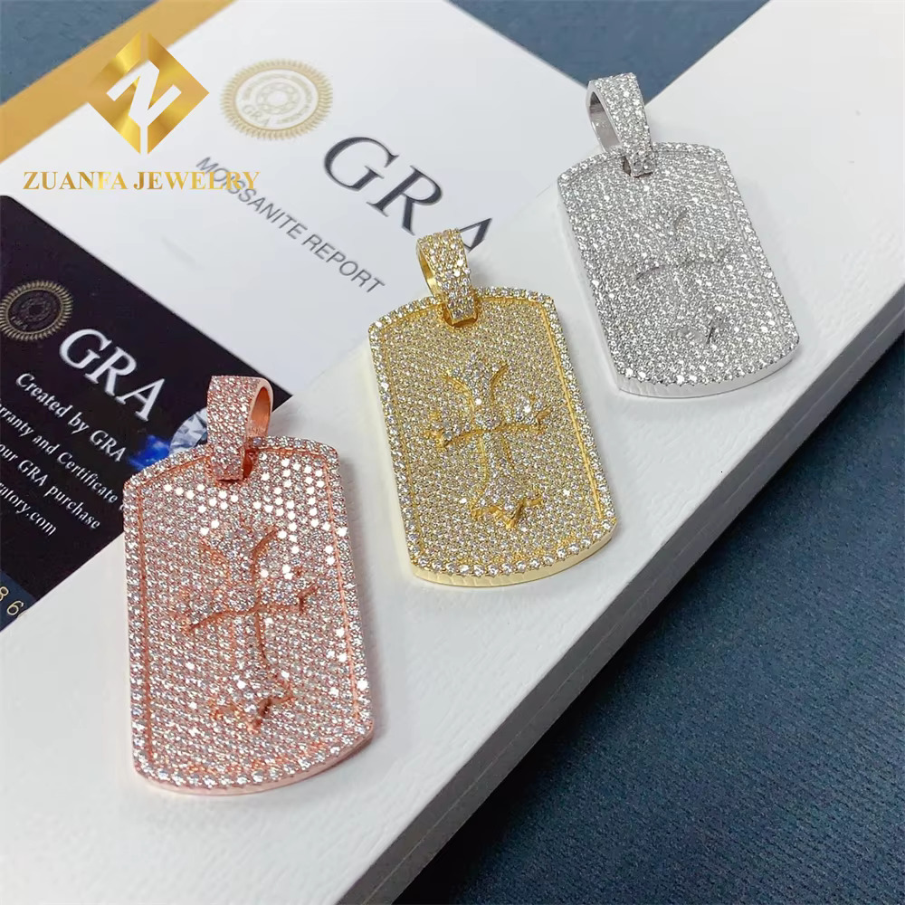 Laser Engraving Service Moissanite Pendant Charms Collection Cross Pendant Hip Hop Rock Iced Out Jewelry Gifts