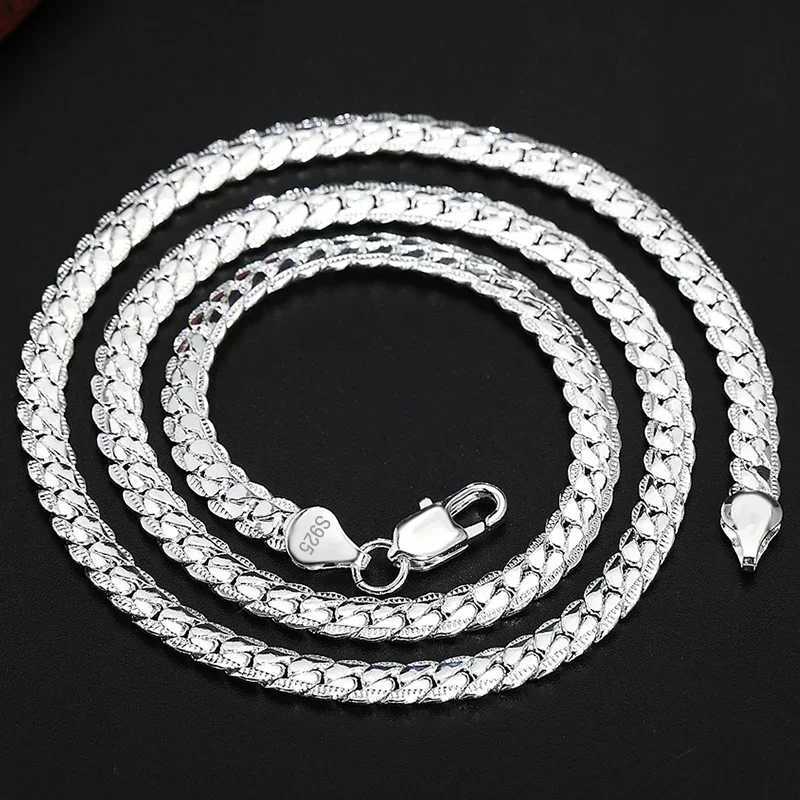 Newly arrived 925 sterling silver 6MM 18K gold full side Figaro chain necklace suitable for women and men fashion wedding designer jewelry X241123
