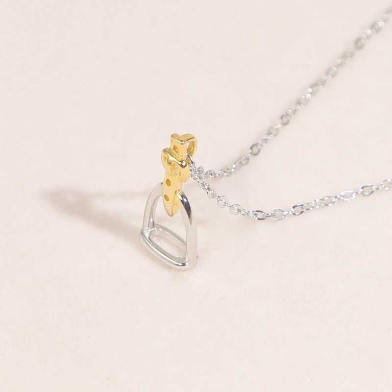 High quality 925 sterling silver equestrian jewelry two tone gold-plated hoop pendant necklace 2023 new X241123