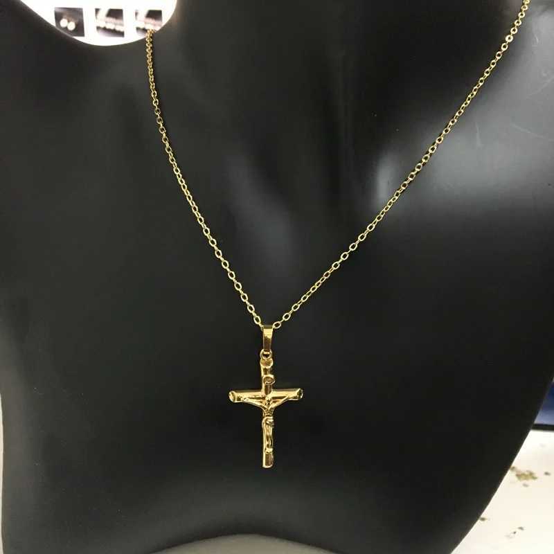 New genuine 24K gold necklace with gold-plated cross necklace suitable for both women and mens jewelry gifts X241123