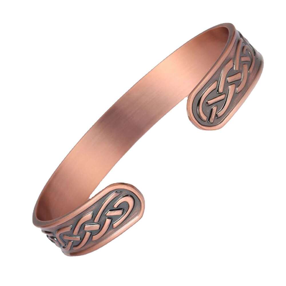 Men's Red Copper TEMU Fashion Personalized Stripe Magnet Water Wave Bracelet