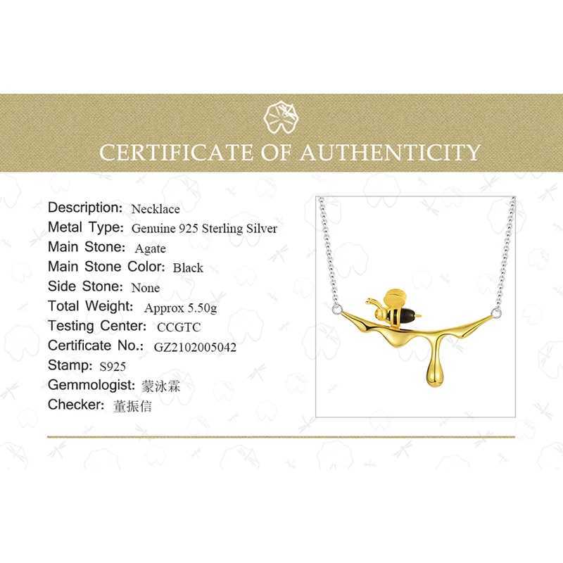 Lotus Fun 18K Gold Bee and Drip Honey Pendant Necklace made of genuine 925 sterling silver with exquisite handmade design for womens jewelry X241123