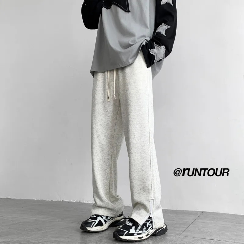 Grey Black Sweatpants Men Fashion Oversized Wide Leg Pants Men Streetwear Loose Straight Sports Pants Mens Joggers Trousers 240422