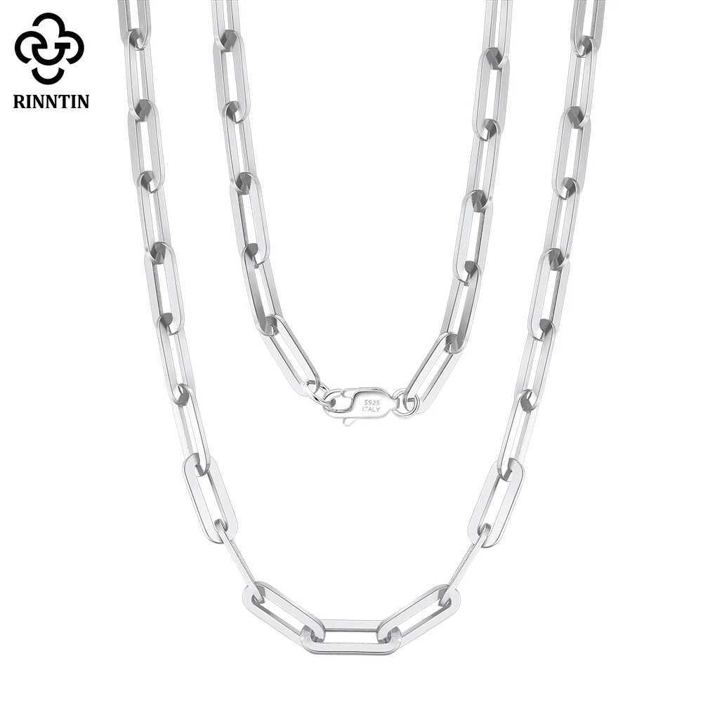 Rinntin 925 Sterling Silver Paperclip Neck Chain Fashion 14K Gold Link Chain Necklaces for Wen Silver Dainty Jewelry SC39 X250516
